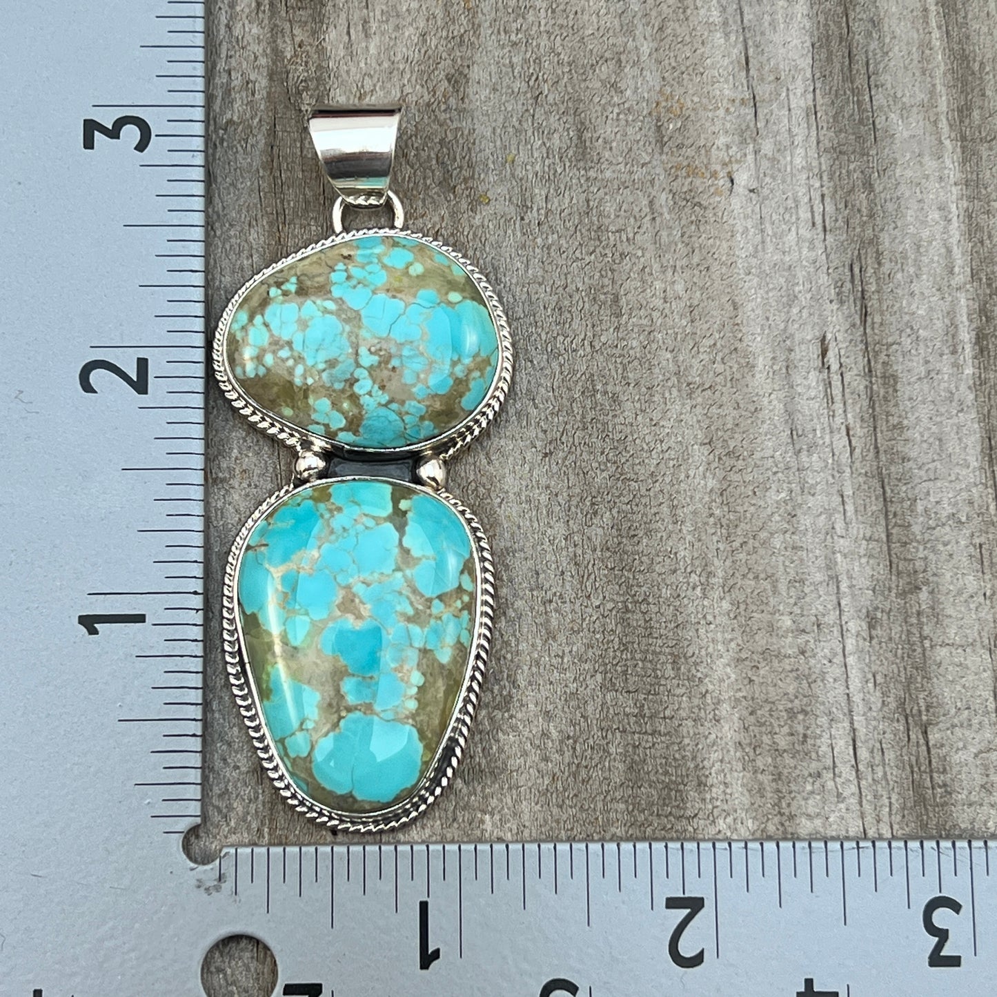 Natural #8 turquoise pendant Burt Francisco Sterling Silver Navajo Handmade 573