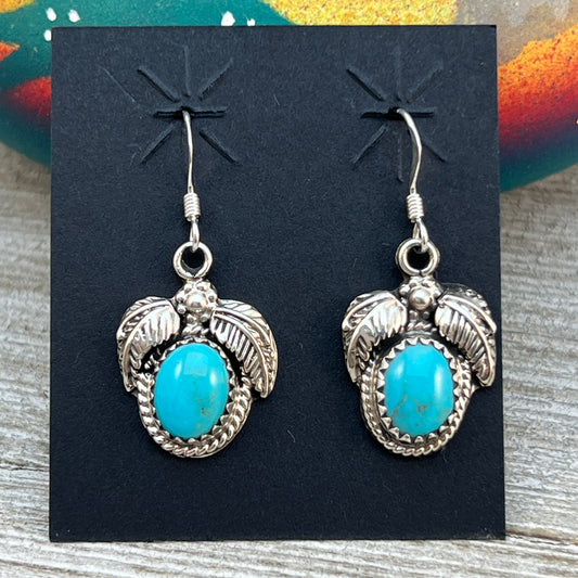 Small Turquoise dangle earrings sterling silver turquoise Sharon McCarthy 417