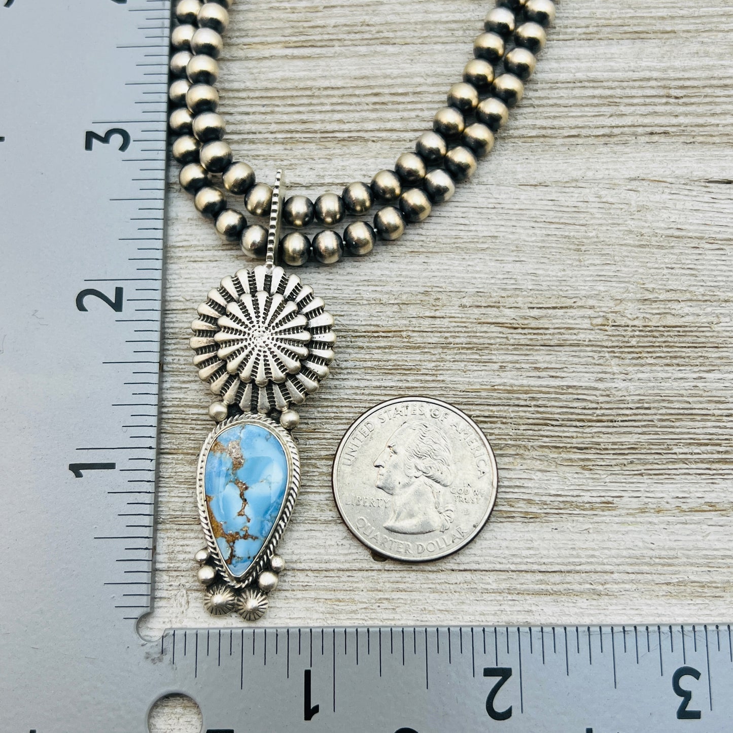 16" Golden Hills Turquoise  Necklace Tom Lewis Sterling NK12