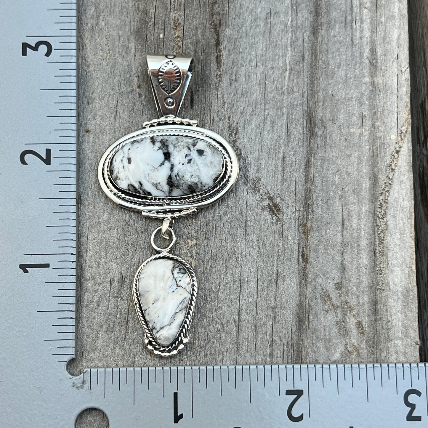 White Buffalo Pendant Sterling silver Navajo Handmade Mike Smith 522