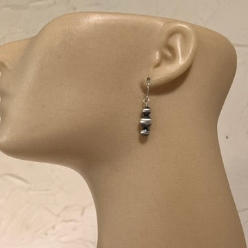 Graduated Sterling Silver Oxidized Pearl Earrings, Southwest Silver beads, Western 6mm 8mm