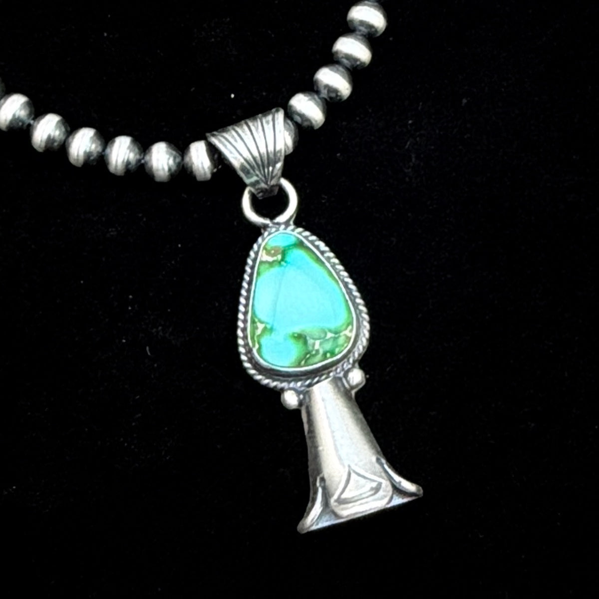 16" Sonoran Turquoise Squash Blossom Necklace Sharon McCarthy Sterling silver NK51