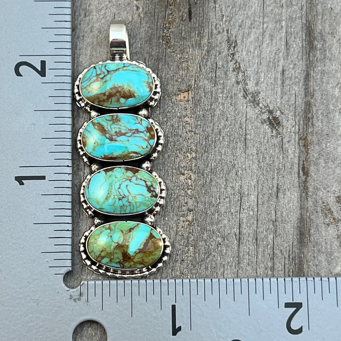 Turquoise vertical bar Pendant Sterling silver Navajo handmade Marie Bahe 534