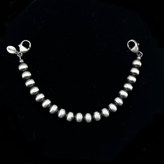 6" Sterling silver oxidized 6mm Bead extension Chain, Necklace Extender, Southwest Pearls Bead Ball lobster clasp at both ends