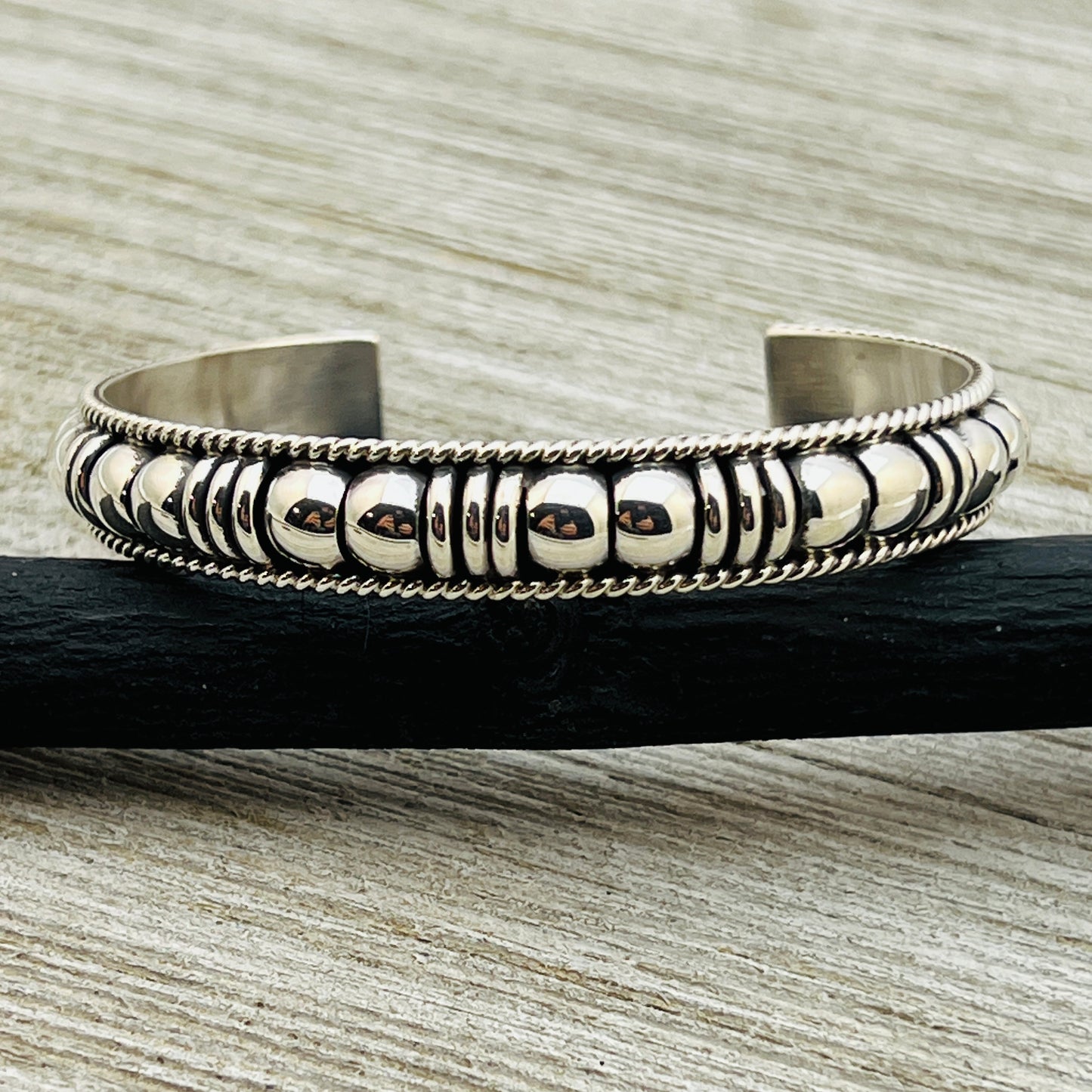 6 1/2" All Silver modern Narrow Cuff Bracelet Thomas Charley Sterling Stackable BR31