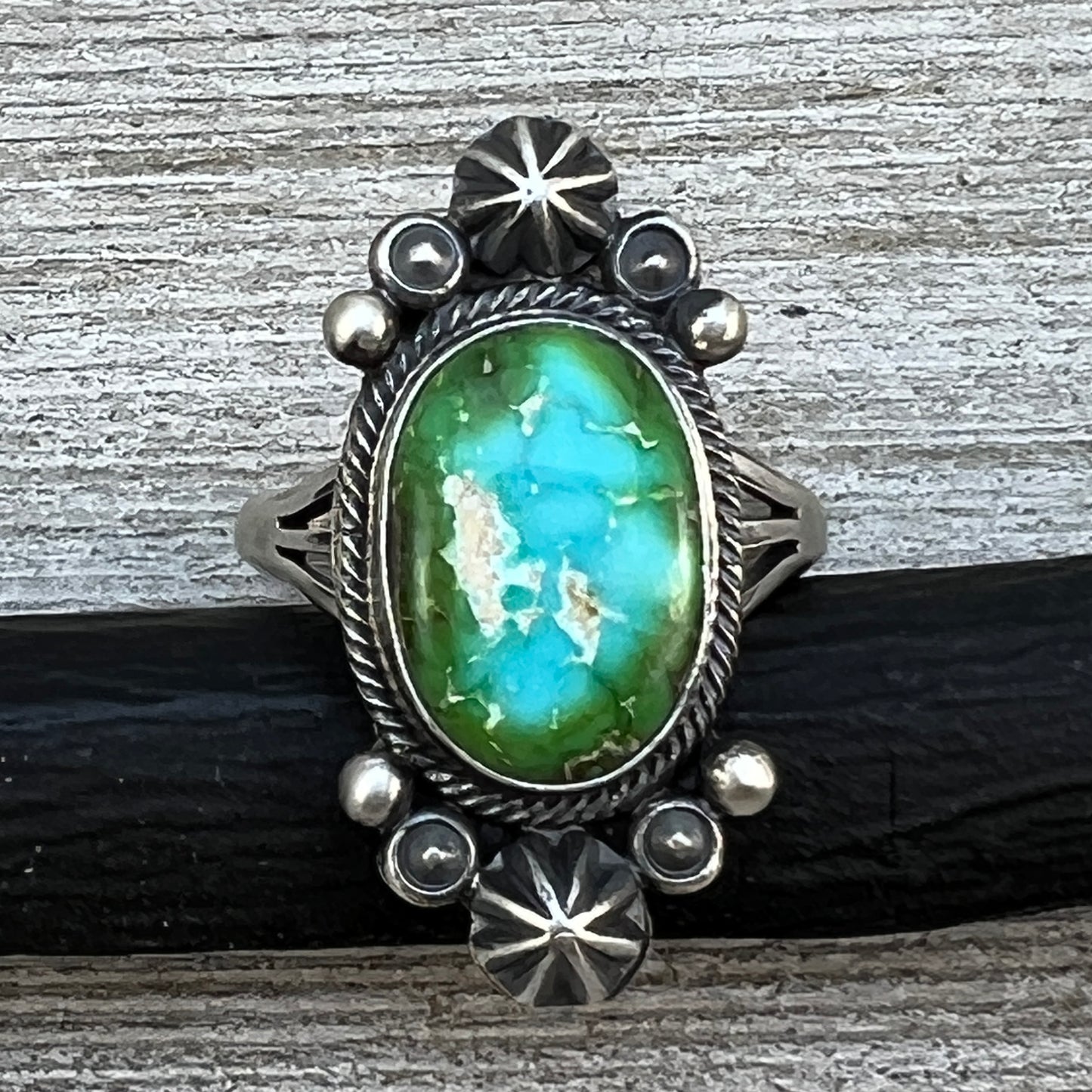 Size 9 Sonoran Gold turquoise sterling silver ring Maritta Benally 481
