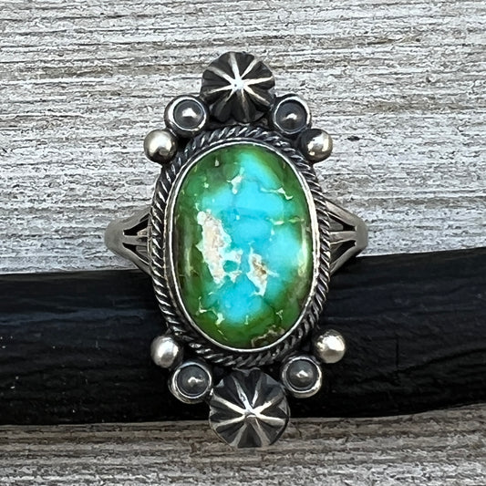 Size 9 Sonoran Gold turquoise sterling silver ring Maritta Benally 481