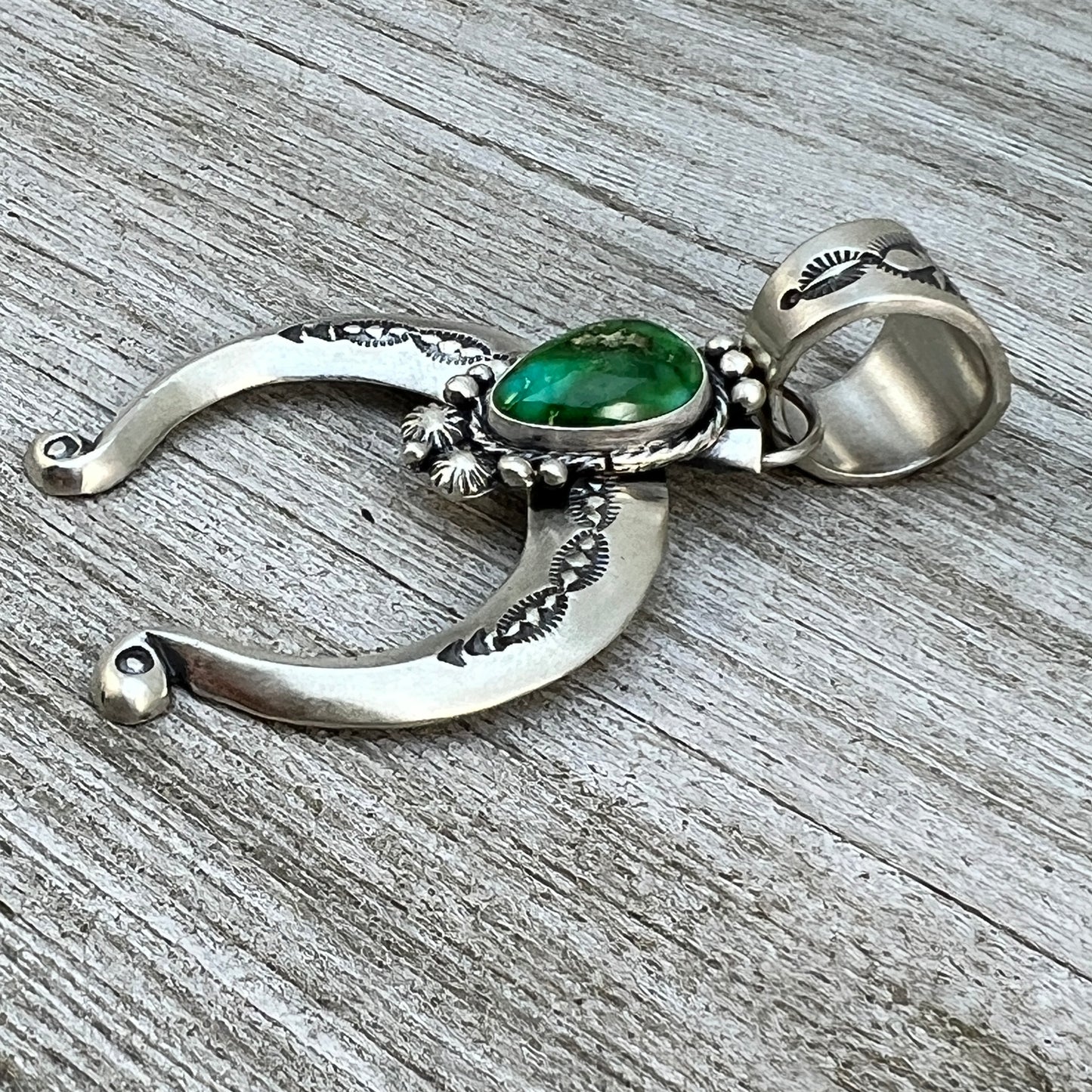 Sonoran Gold Turquoise Naja Pendant Samuel Yellowhair Sterling Silver 606