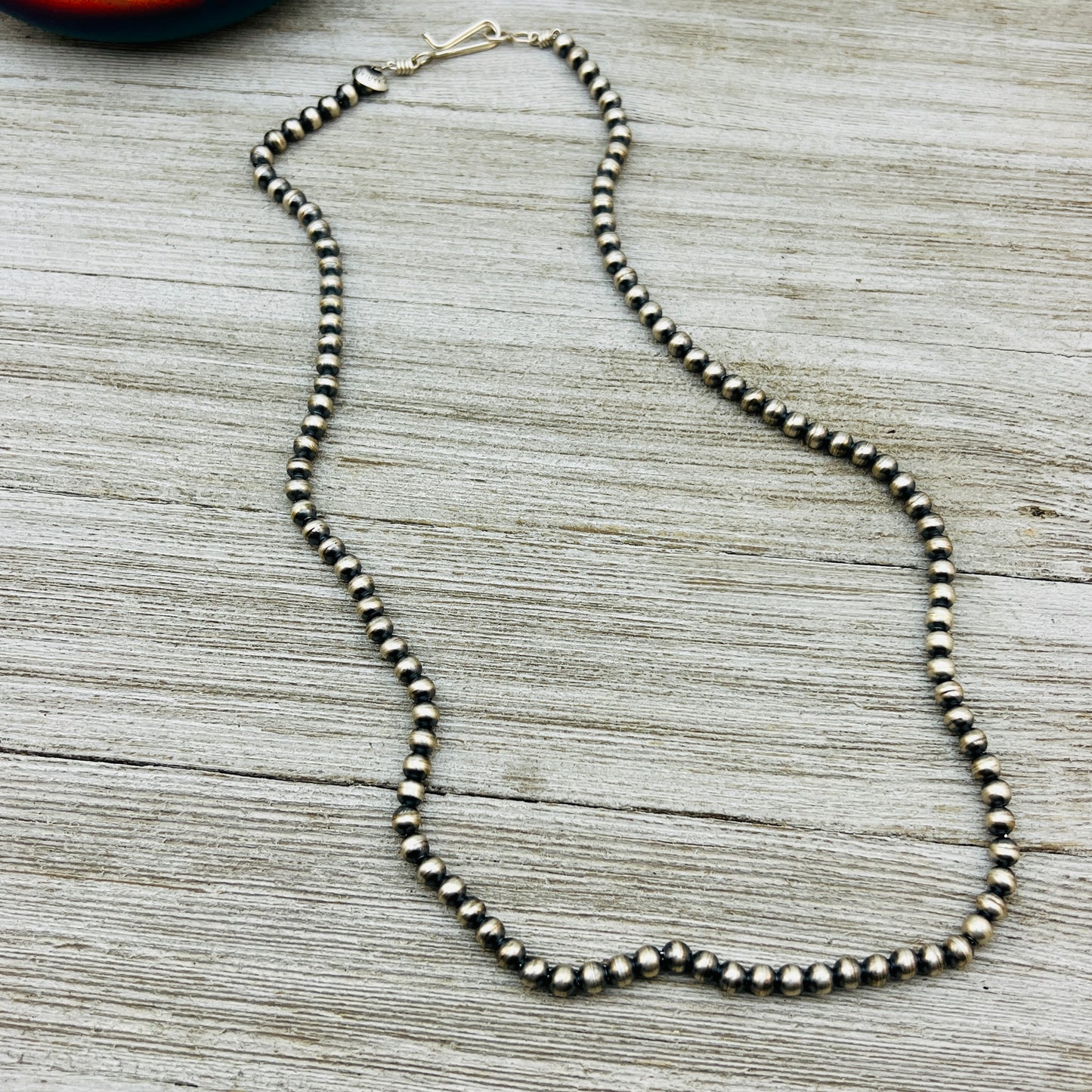 22" Sterling silver Navajo handmade 5mm round bead Pearl necklace Bryannen Halwood signed