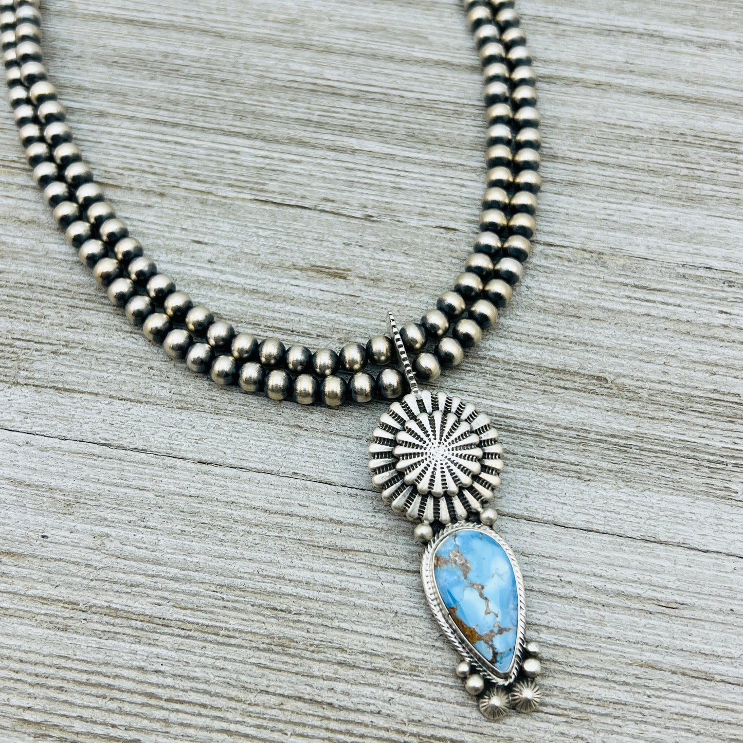 16" Golden Hills Turquoise  Necklace Tom Lewis Sterling NK12