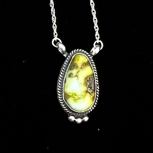 18 1/2" Palomino Variscite Sterling silver Necklace Navajo handmade Sharon McCarthy