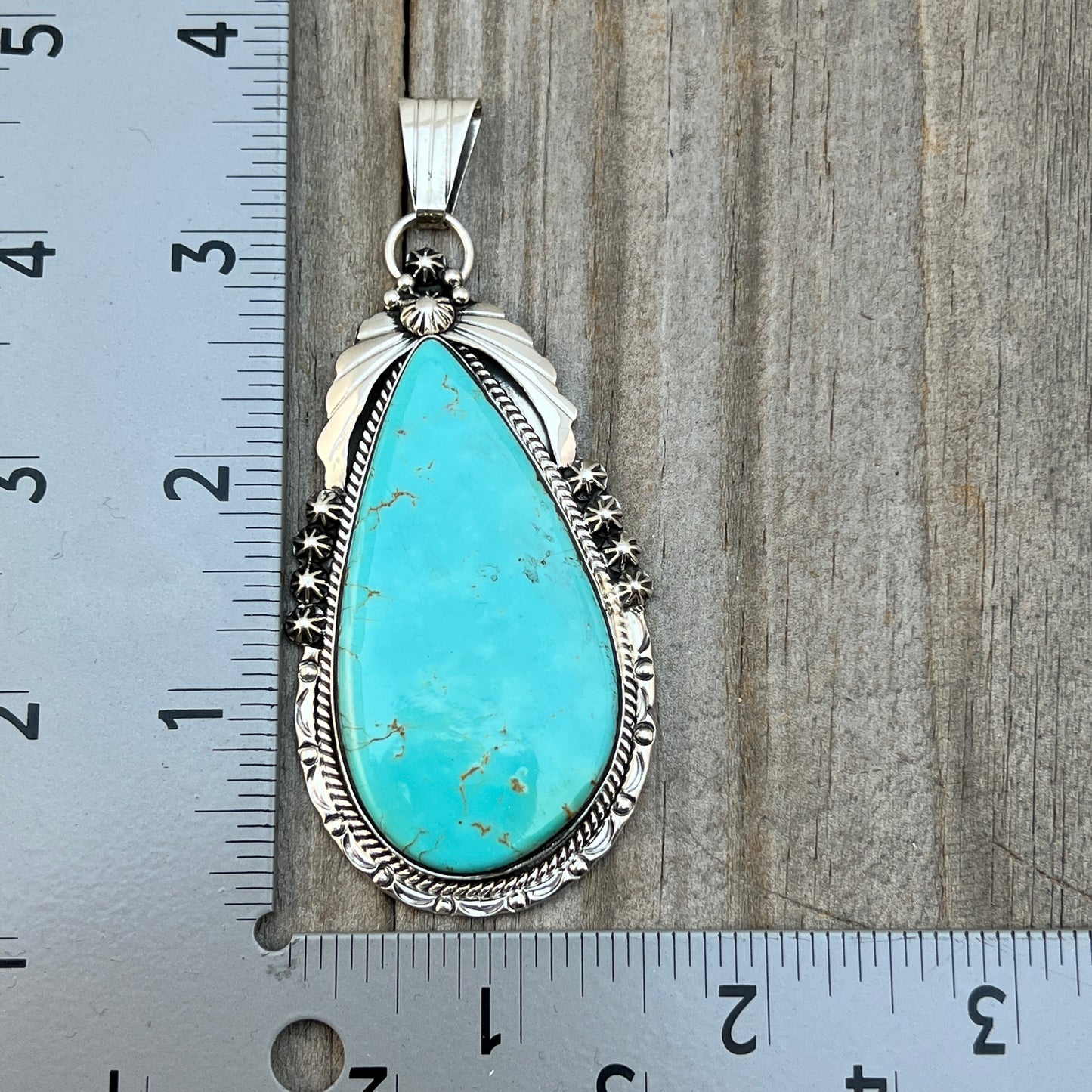 Light Blue Kingman Turquoise pendant sterling silver Arlene Lewis Navajo 791