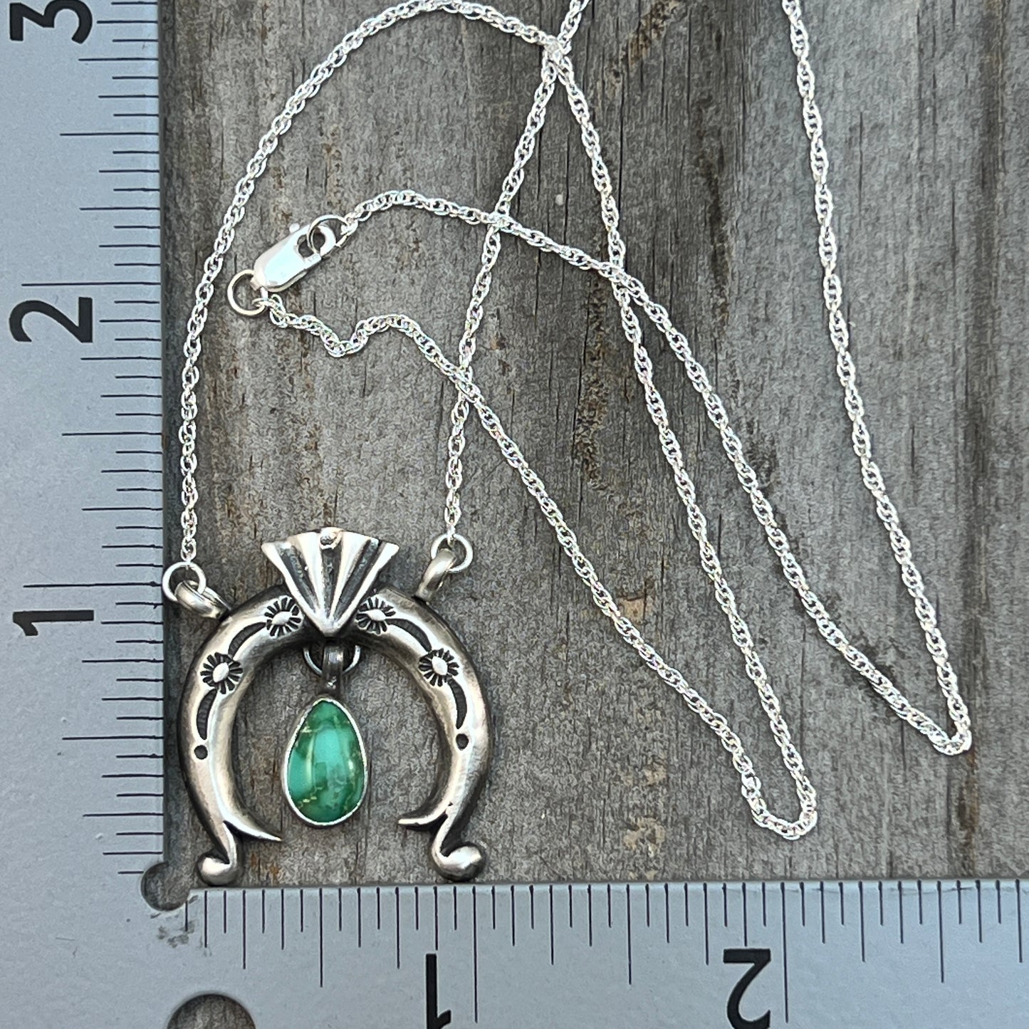 19" Sonoran Turquoise Naja Necklace Sterling silver Navajo Gary Shorty 559