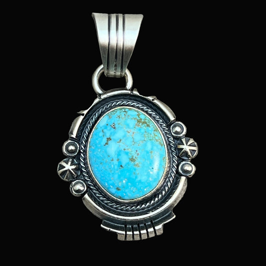 Kingman Turquoise pendant sterling silver Marita Benally Navajo 734