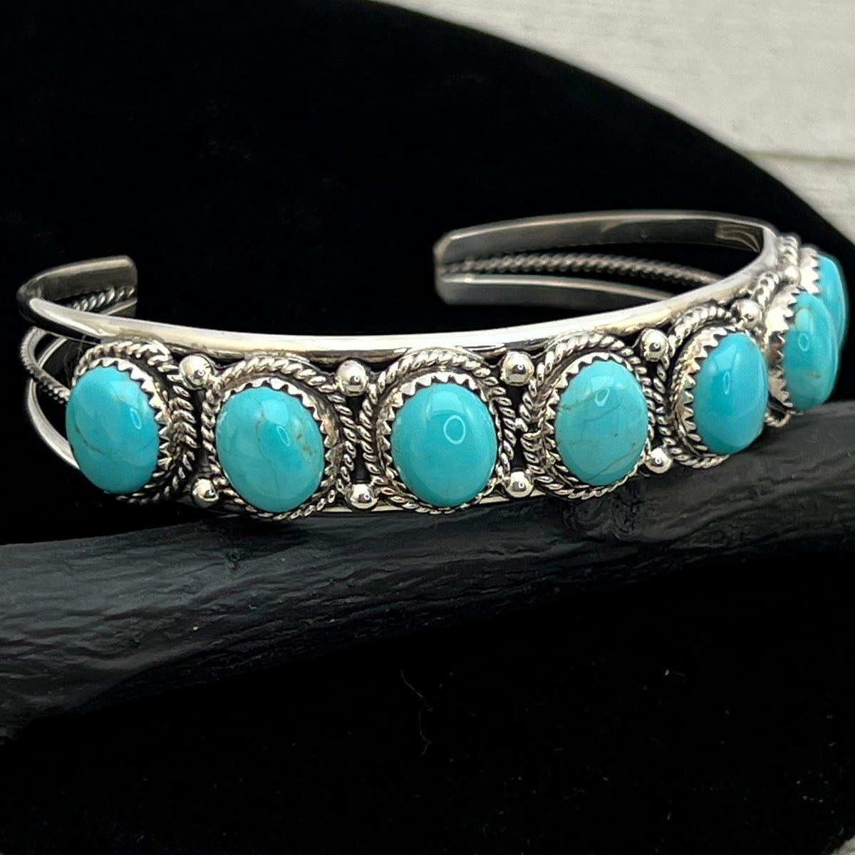 6 3/4" Campitos Turquoise Cuff Bracelet Sterling Silver Verley Betone BR45