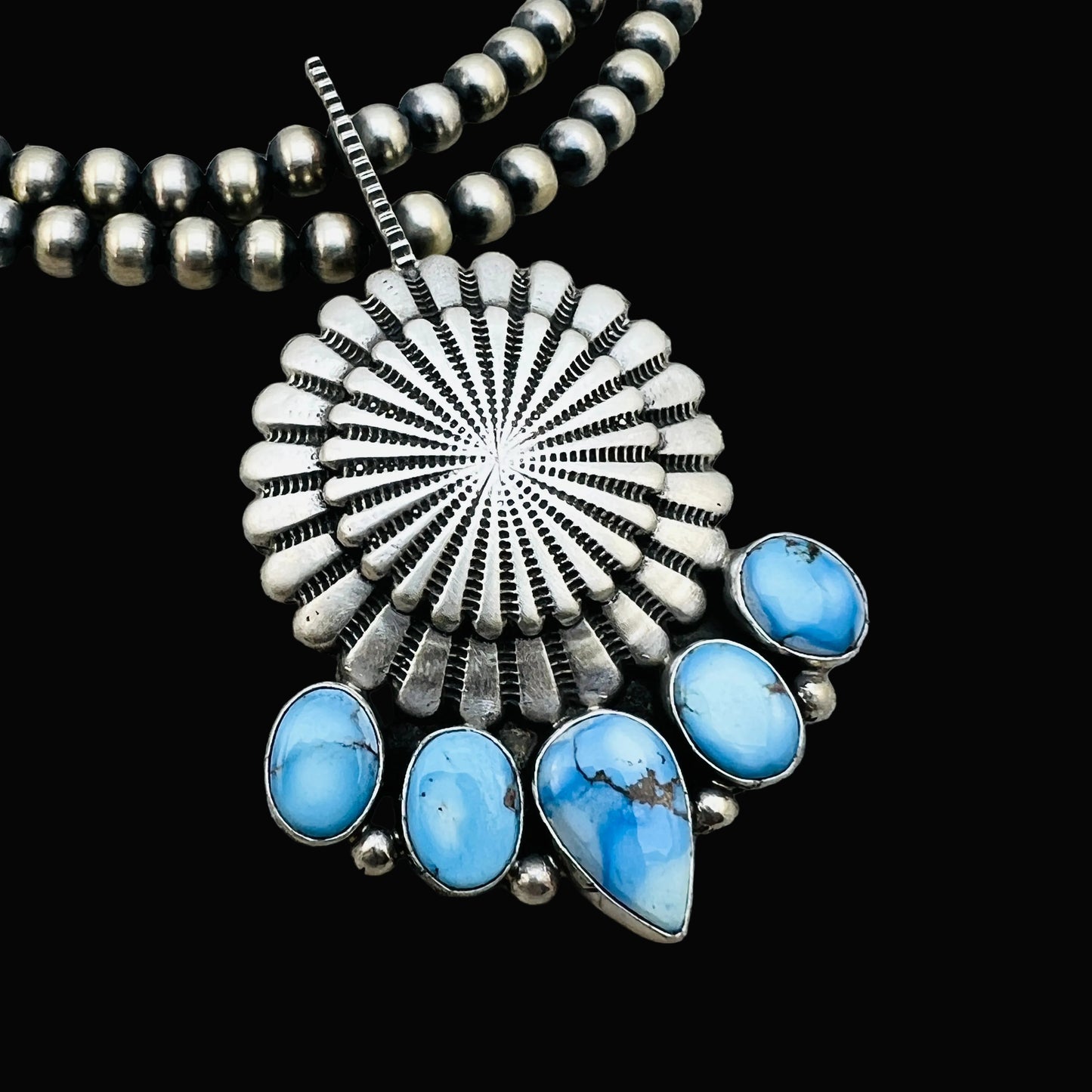 16" Golden Hills Turquoise  Necklace Tom Lewis Sterling Silver NK16