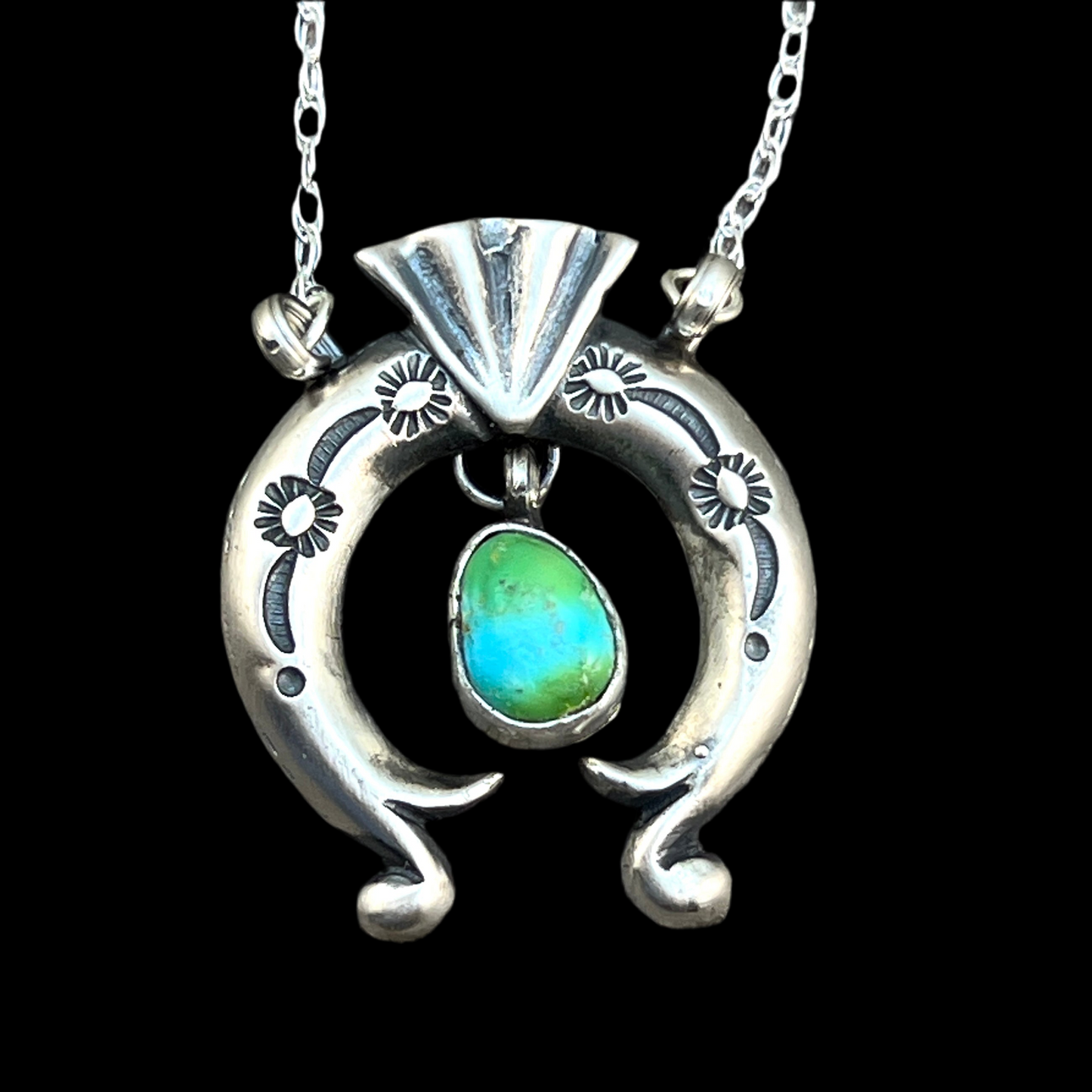 18 1/2" Sonoran Turquoise Naja Necklace Sterling silver Navajo Verley Betone 648