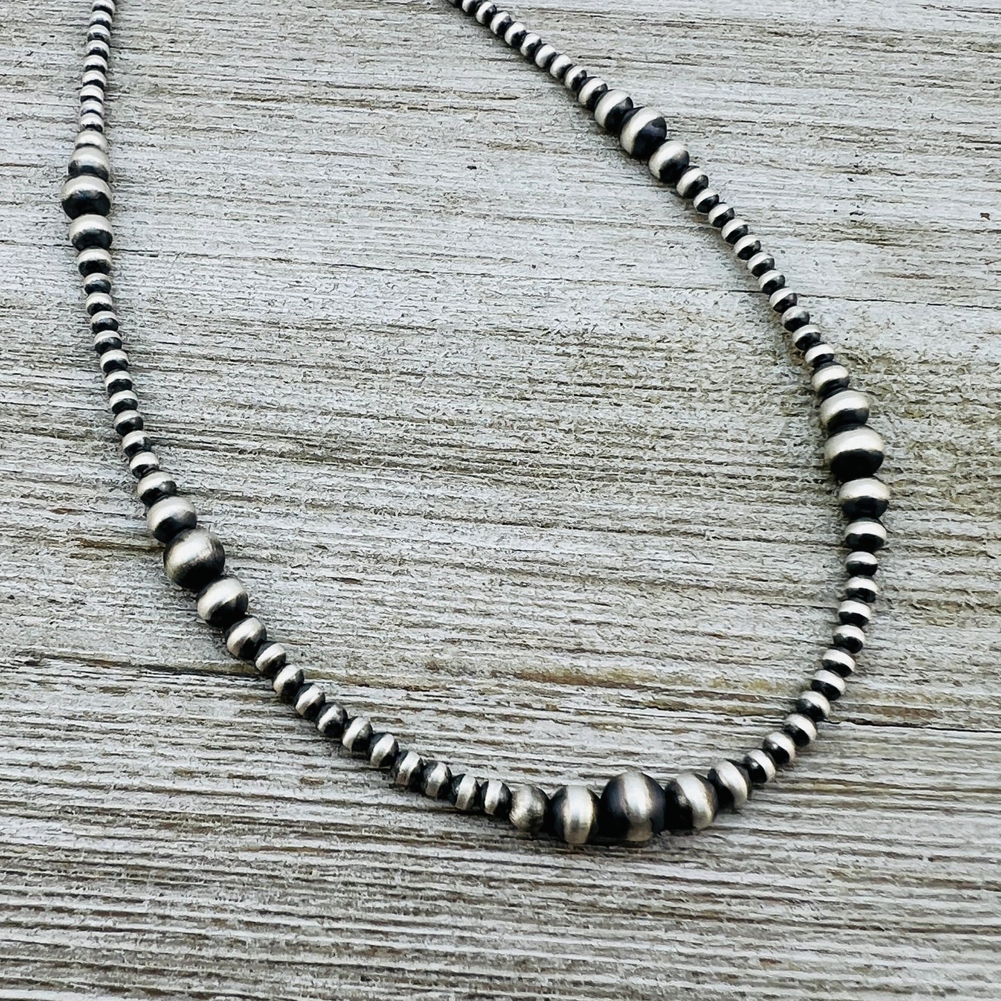 13" 14" 15" 16" 17" adjustable choker, Real Sterling Silver, oxidized, 3mm-6mm Bead Necklace, Western Pearl