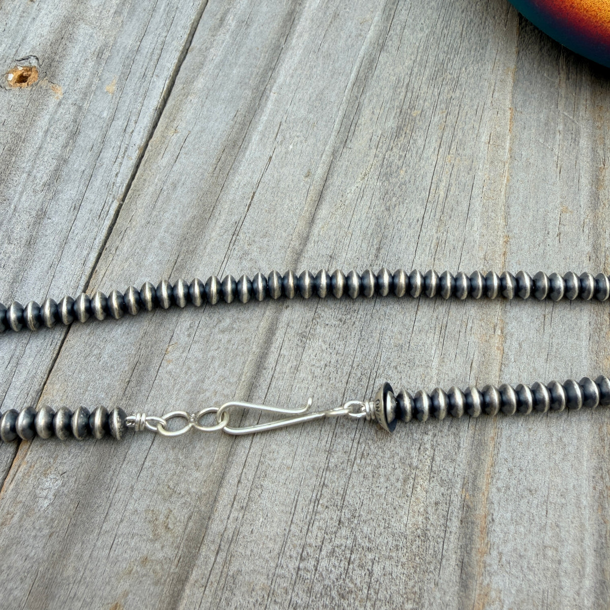 16" Sterling silver Navajo handmade 5mm saucer bead Pearl necklace Bryannen Halwood