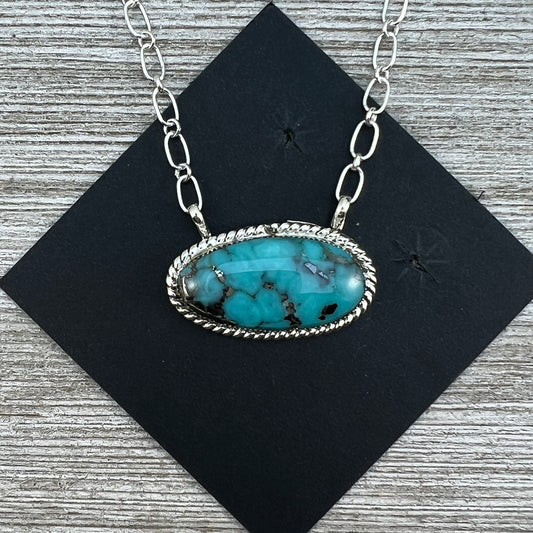 Sterling Silver Patagonia turquoise 20" station necklace, SADIE JIM