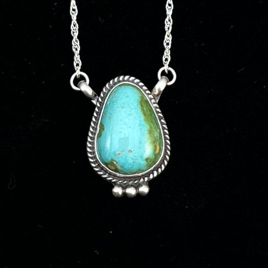 18 1/2" Sonoran Gold Turquoise Sterling silver Necklace Navajo handmade Sharon McCarthy