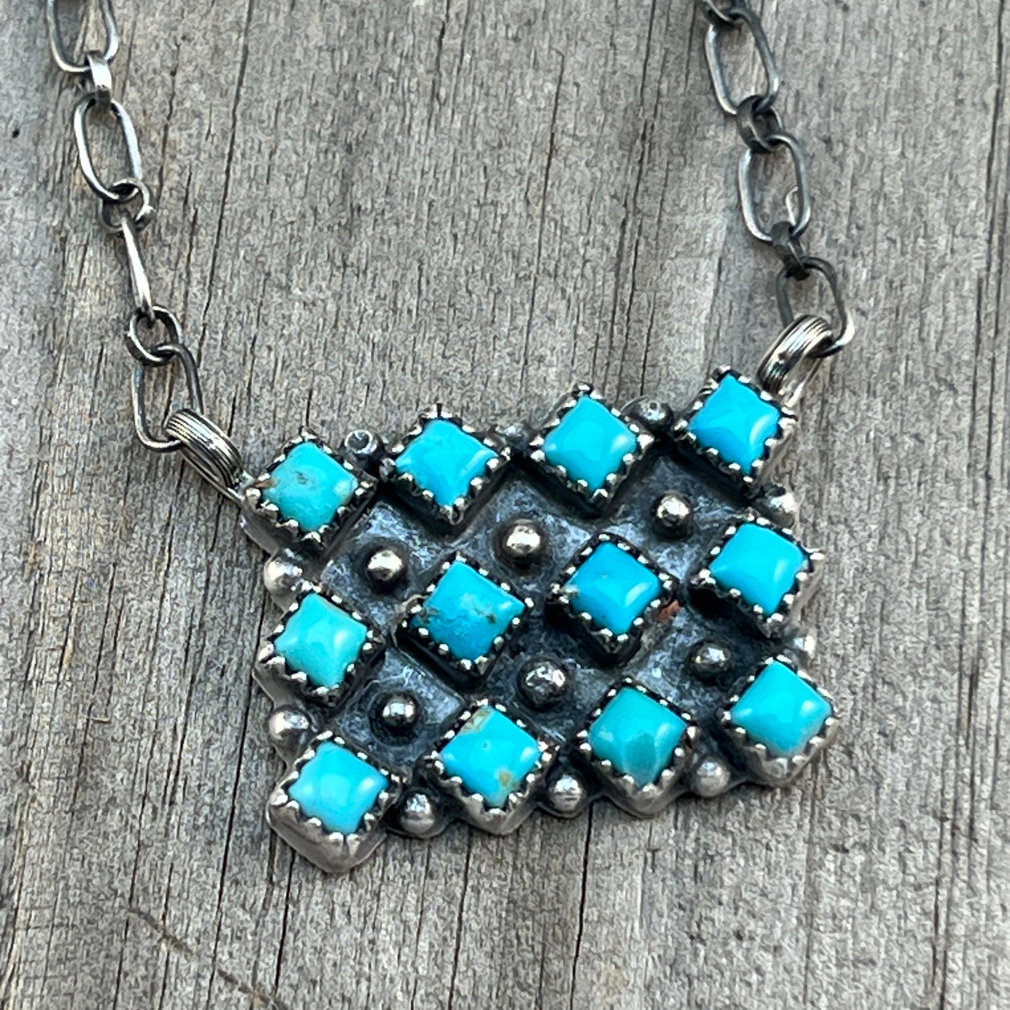 18 1/2" Turquoise Bar Necklace Sterling silver Navajo Melissa Anderson 660