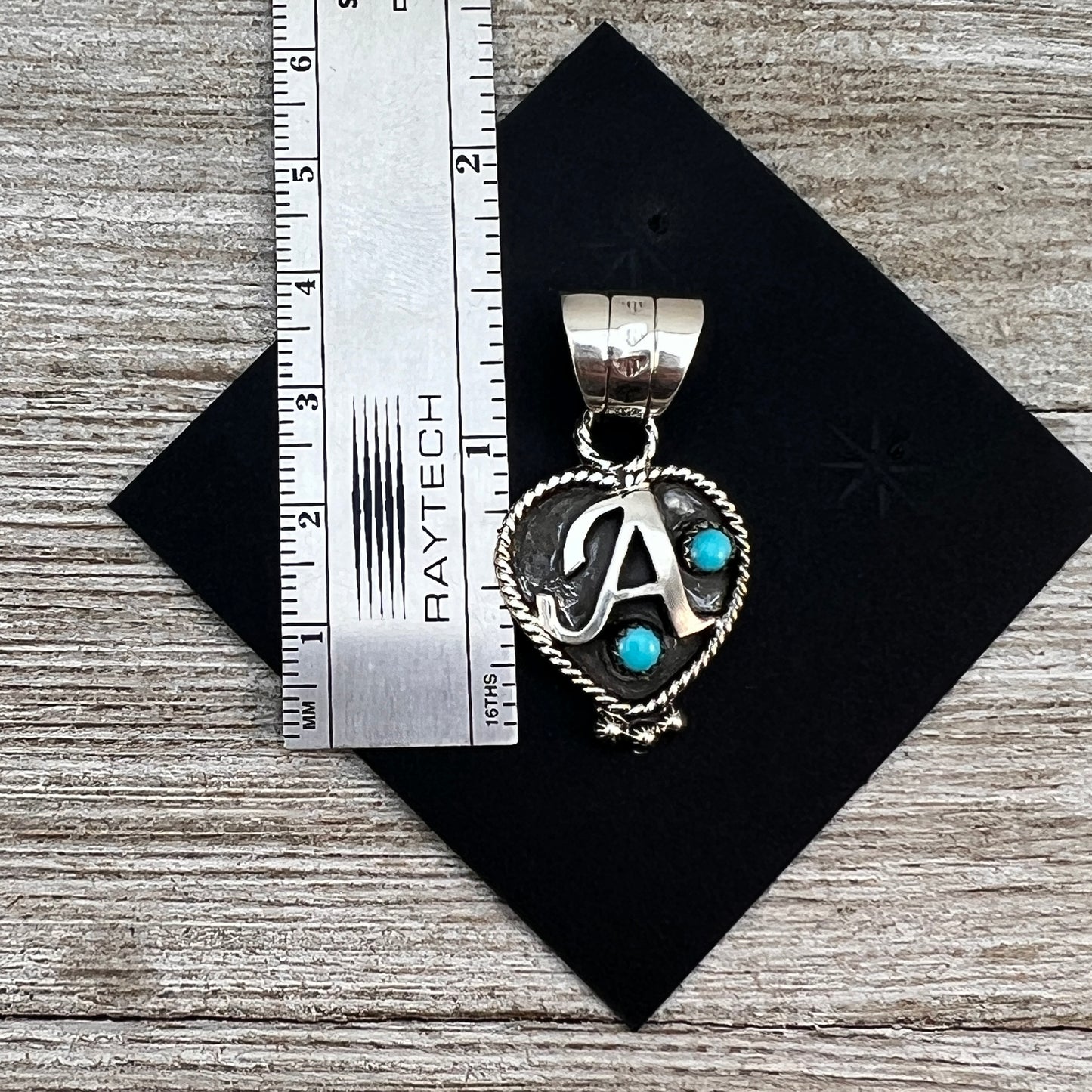 Sterling silver Initial Letter A Pendant with Turquoise