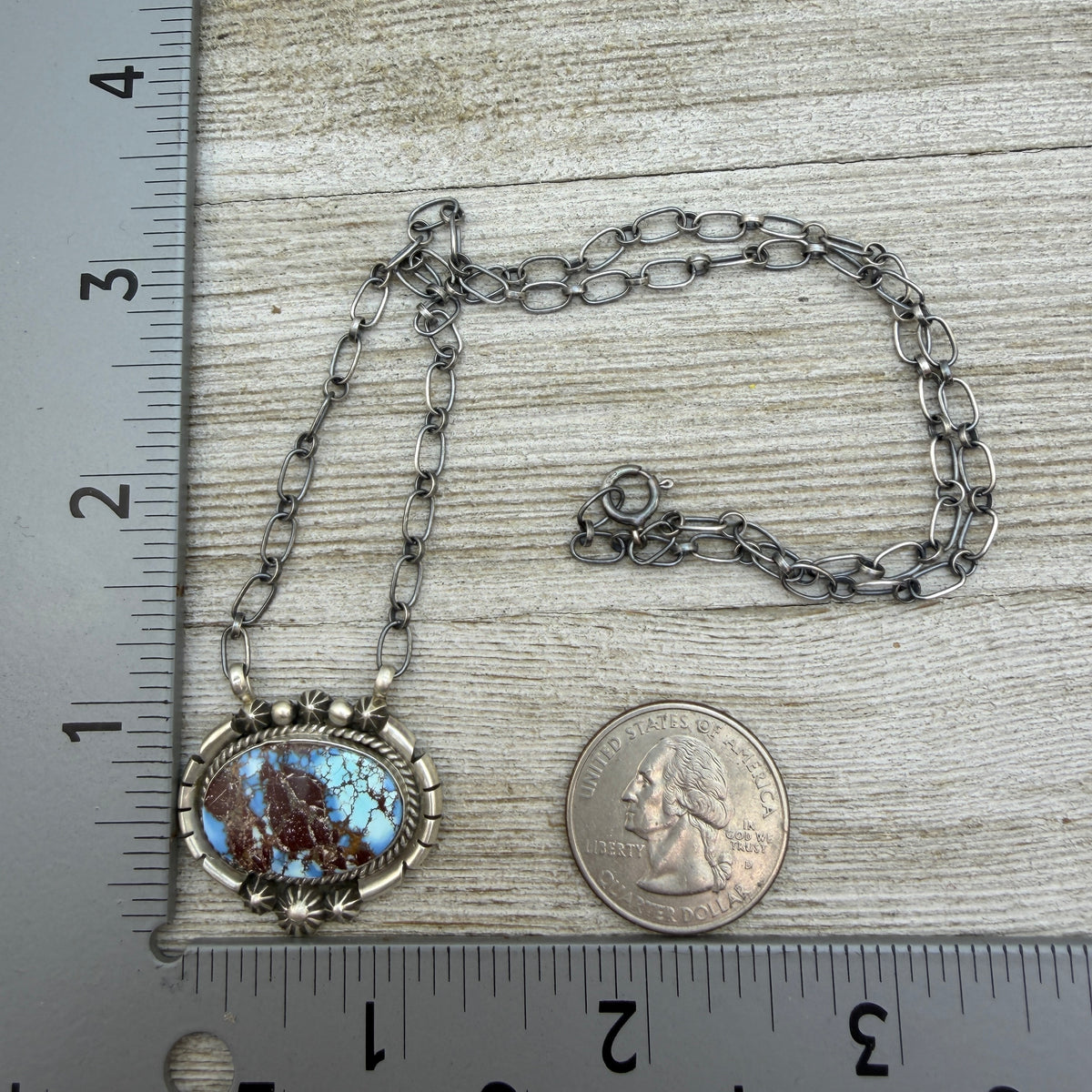 Golden Hills turquoise station necklace Sterling Silver Navajo Samuel Yellowhair NK30