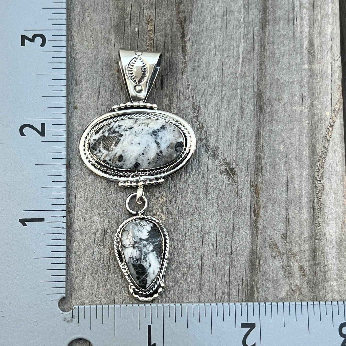 White Buffalo Pendant Sterling silver Navajo Handmade Mike Smith 520