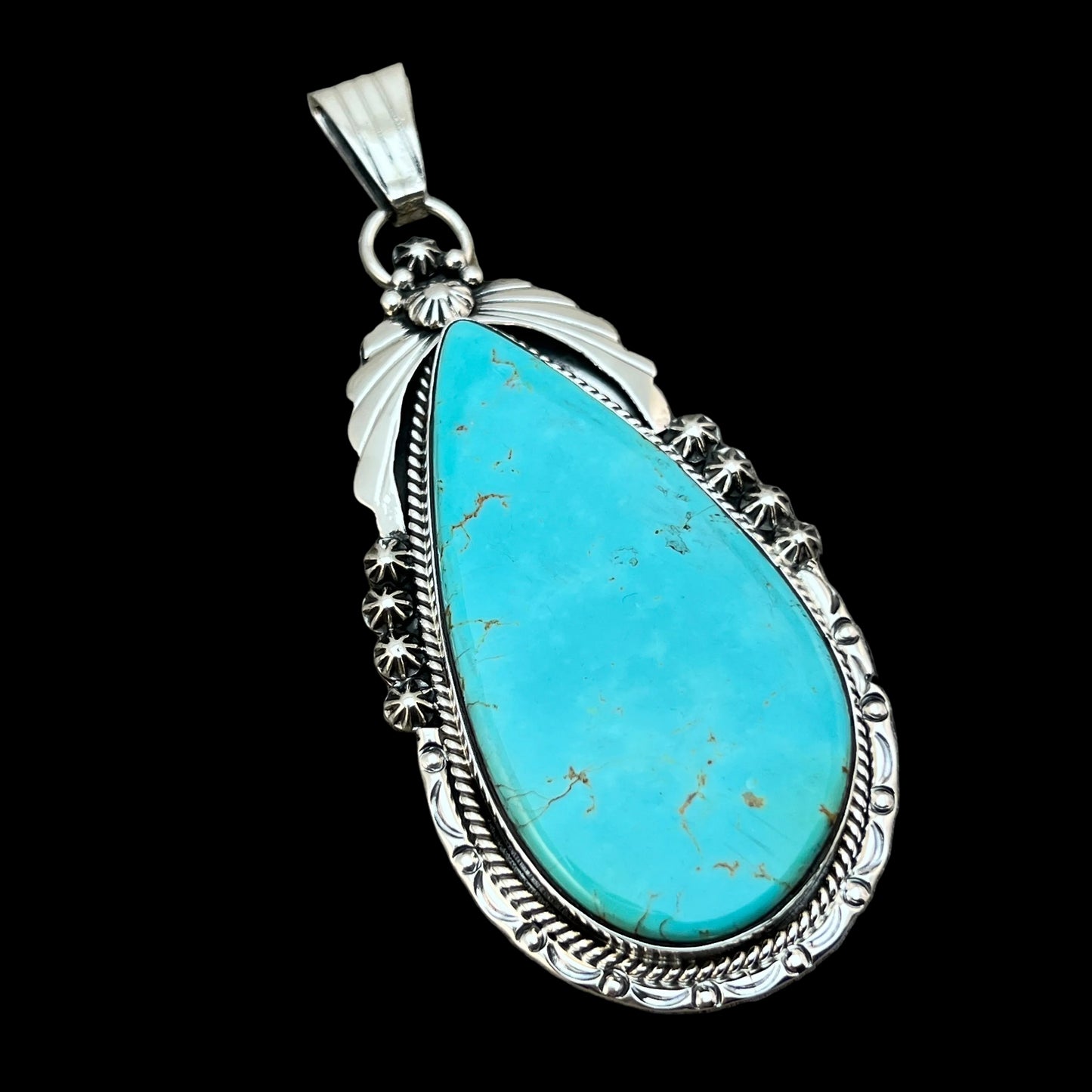Light Blue Kingman Turquoise pendant sterling silver Arlene Lewis Navajo 791