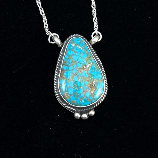 18 1/2" Kingman Turquoise Sterling silver Necklace Navajo handmade Sharon McCarthy