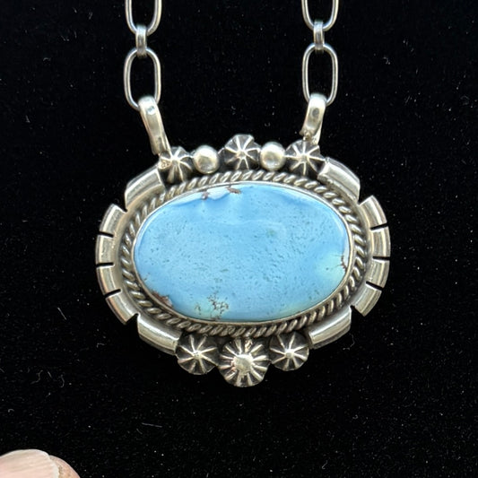 Golden Hills turquoise station necklace Sterling Silver Navajo Samuel Yellowhair NK31