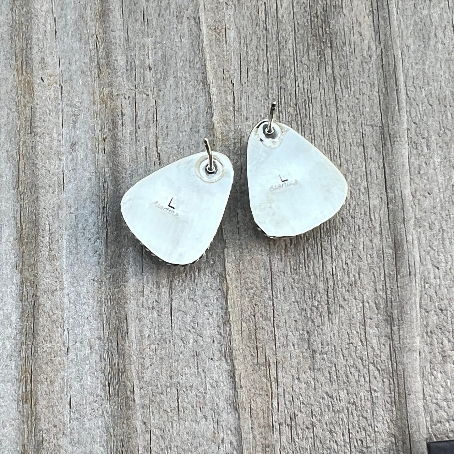 Blue Kingman Turquoise stud earrings sterling silver Trish Largo Navajo 723