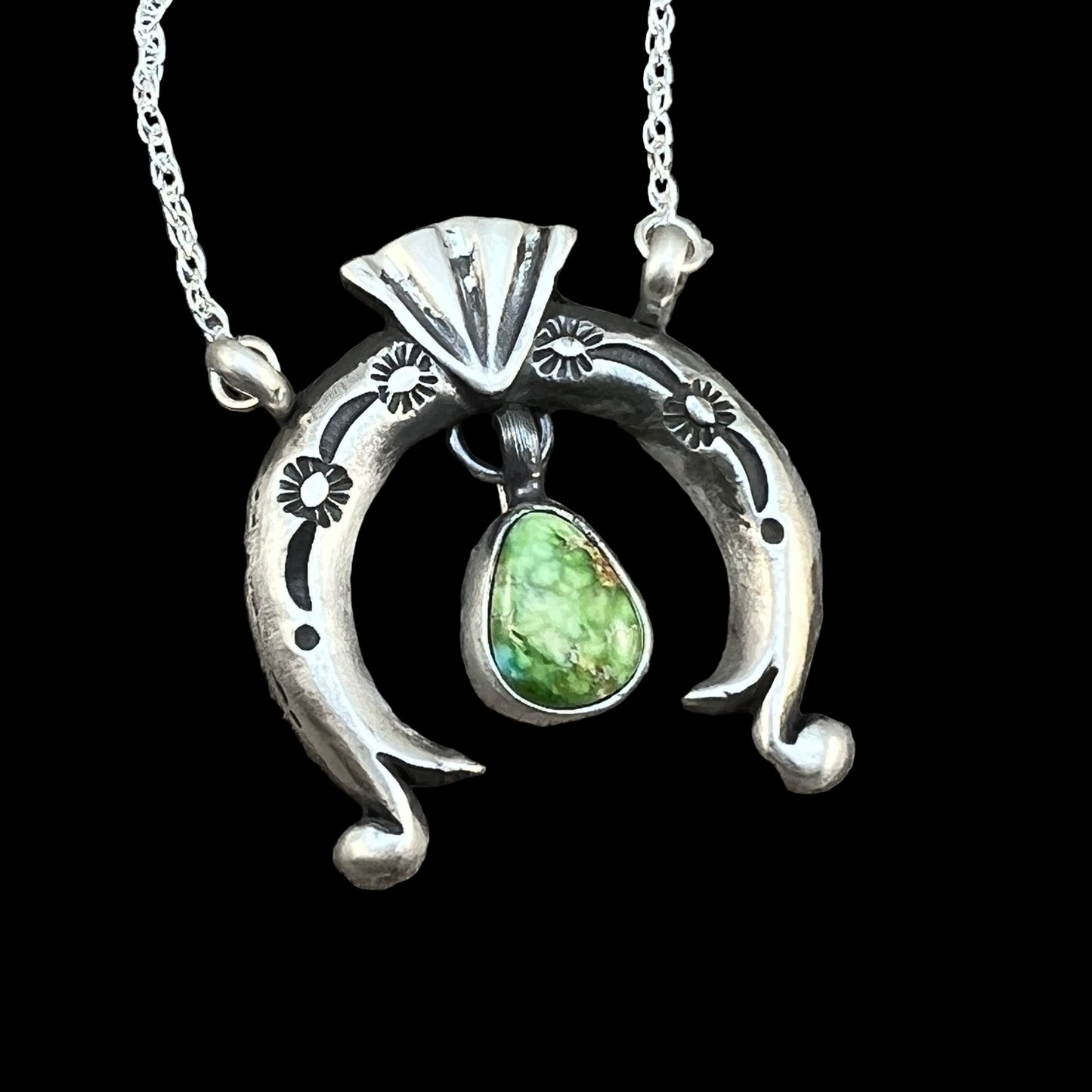 19" Sonoran Turquoise Naja Necklace Sterling silver Navajo Gary Shorty 564