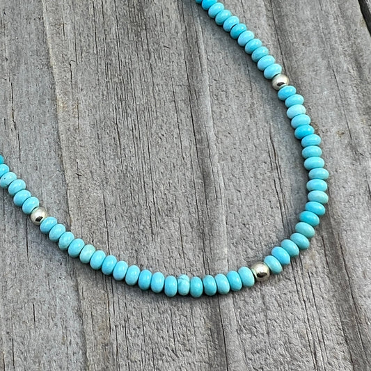 17" Light Blue turquoise small 4mm rondelle necklace Doreen Jake Navajo 728