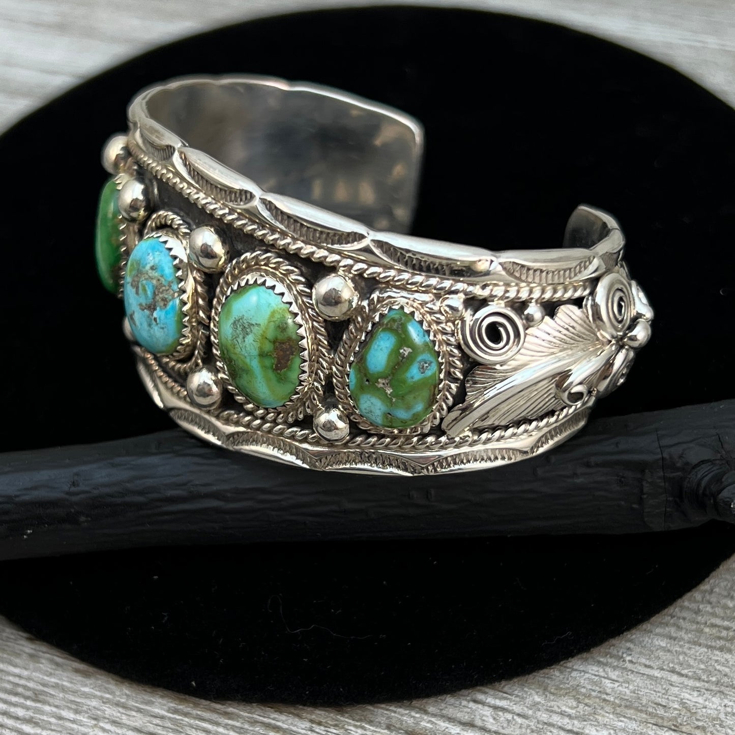 6.75" Sonoran Turquoise Cuff Bracelet, Sterling Silver Navajo Darrell Morgan #6