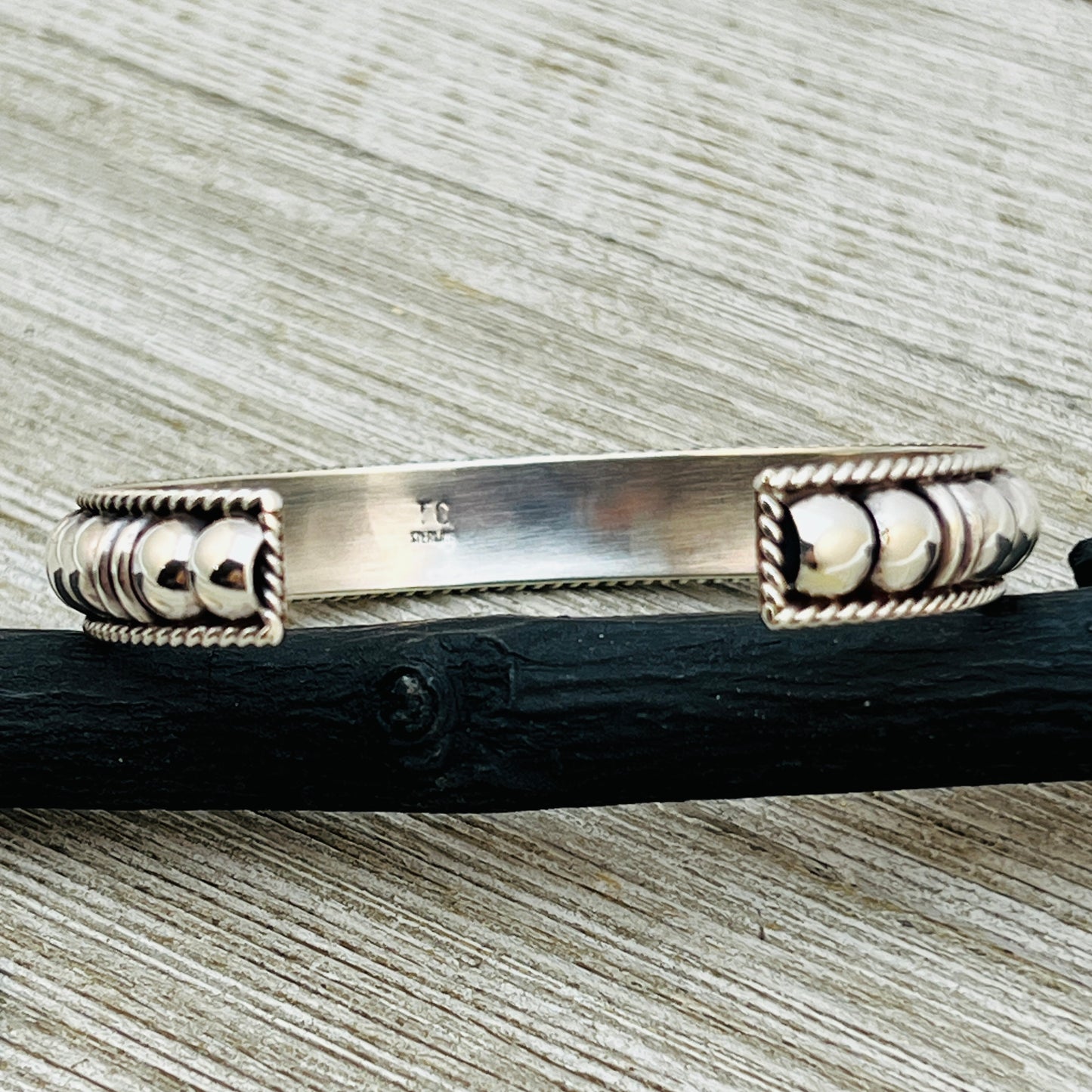 6 1/2" All Silver modern Narrow Cuff Bracelet Thomas Charley Sterling Stacking BR30