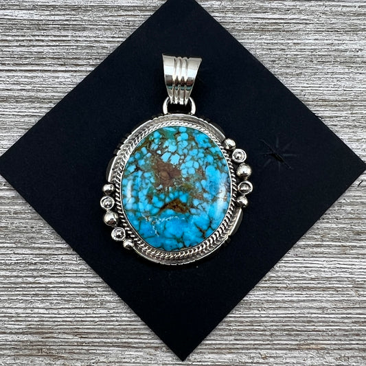 Blue Kingman Turquoise Pendant 2, Sterling Silver Daniel Benally