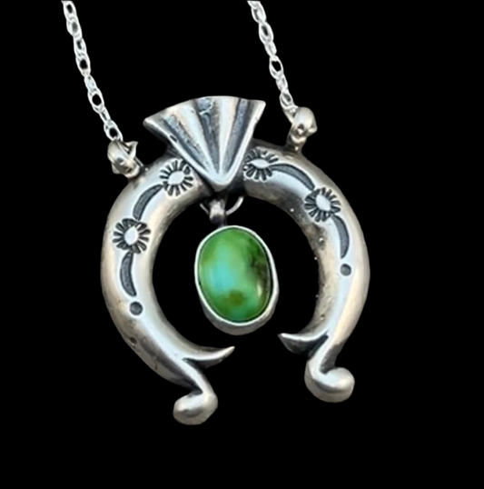 18 1/2" Sonoran Turquoise Naja Necklace Sterling silver Navajo Verley Betone 647