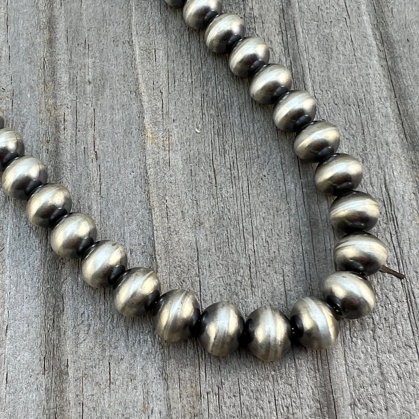 20" Sterling silver Navajo handmade 9mm bead Pearl necklace Bryannen Halwood 694