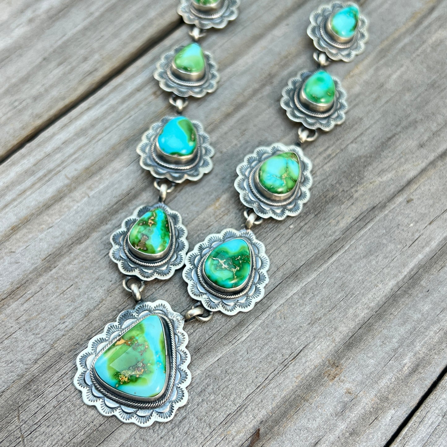 High quality Sonoran Polychrome Turquoise 19 1/2" necklace earrings set Bobby Johnson 703