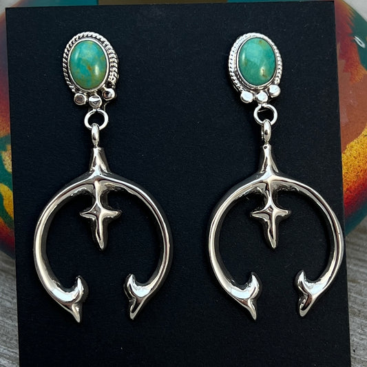 Turquoise naja earrings sterling silver Navajo Sharon McCarthy 1