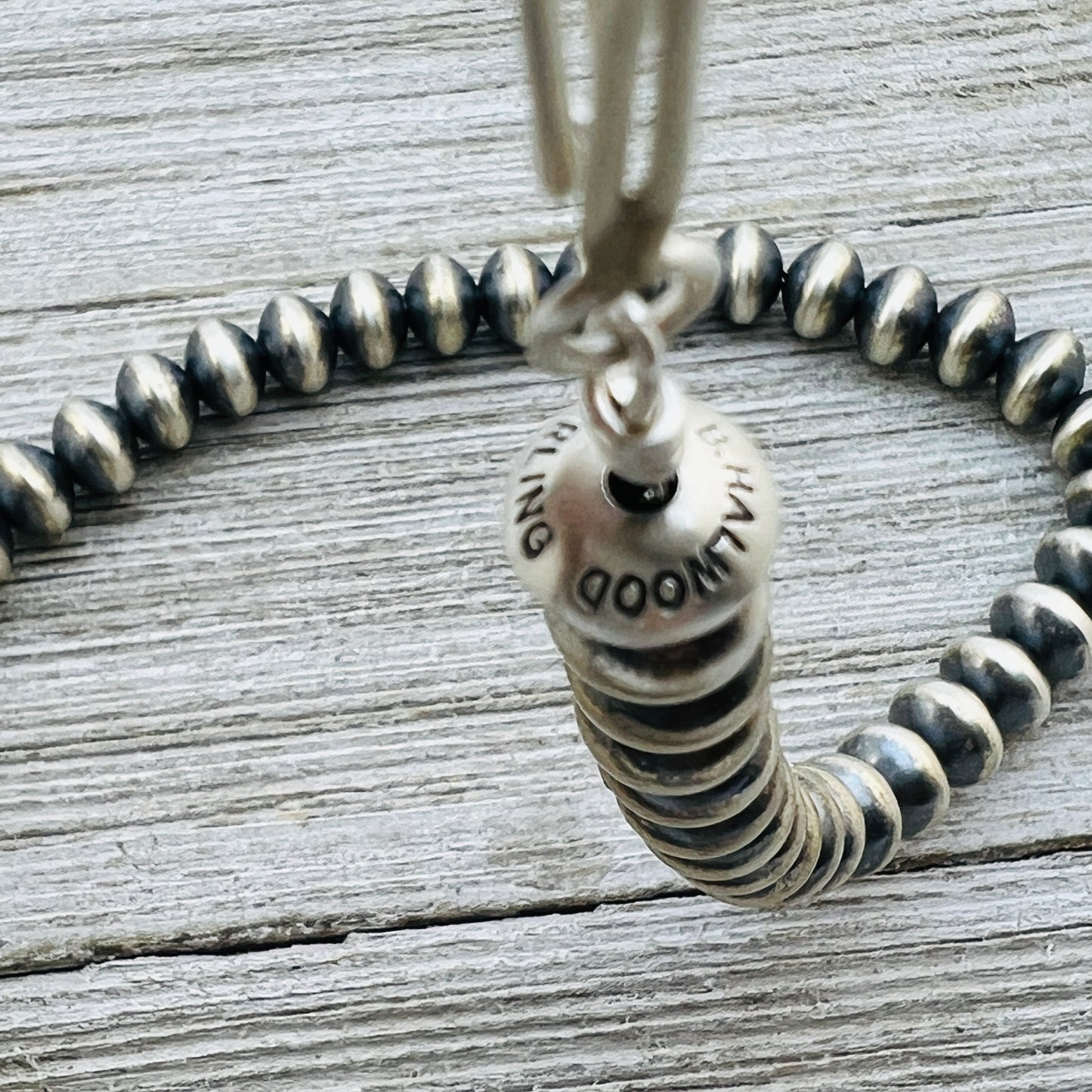 24" Sterling silver Navajo handmade 7mm oval bead Pearl necklace Bryannen Halwood 706