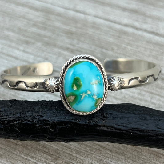 6 1/2" Sonoran Gold Turquoise Cuff Bracelet Navajo Samuel Yellowhair 472