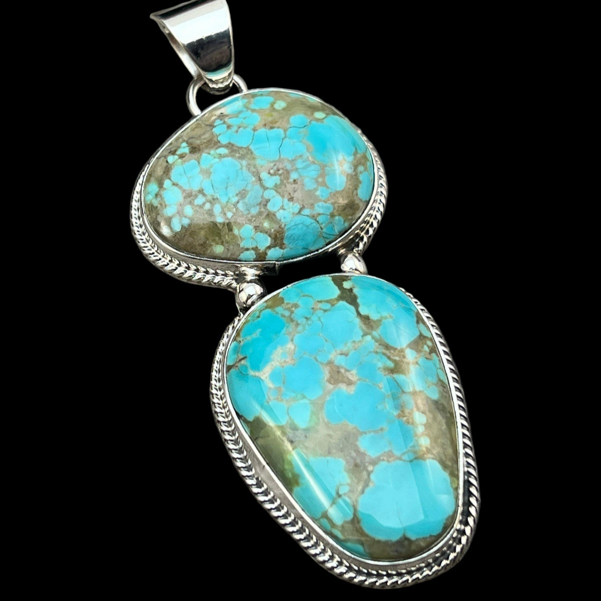 Natural #8 turquoise pendant Burt Francisco Sterling Silver Navajo Handmade 573