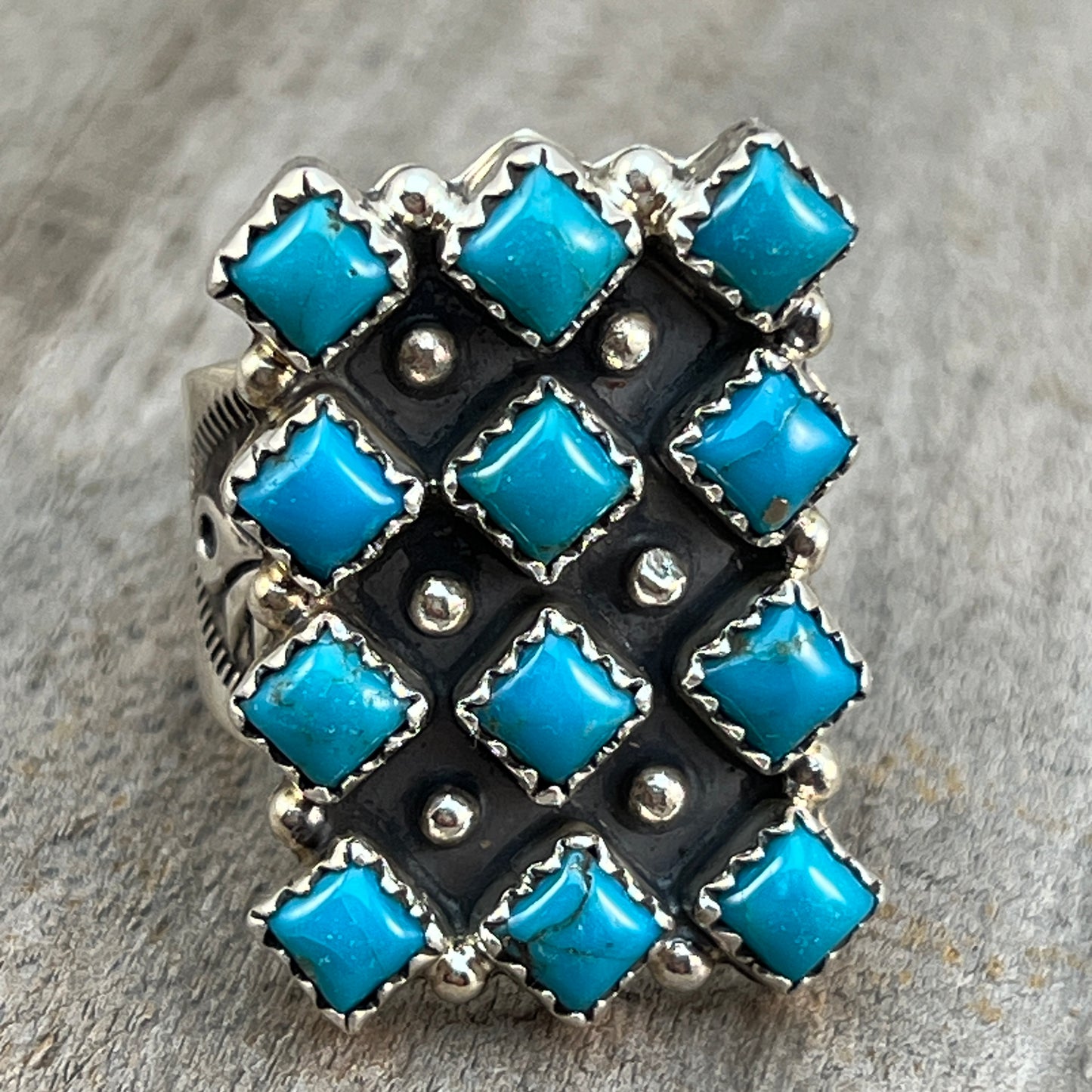 Size 6.5 Blue Kingman Turquoise Ring Sterling Silver handmade Verley Betone 545