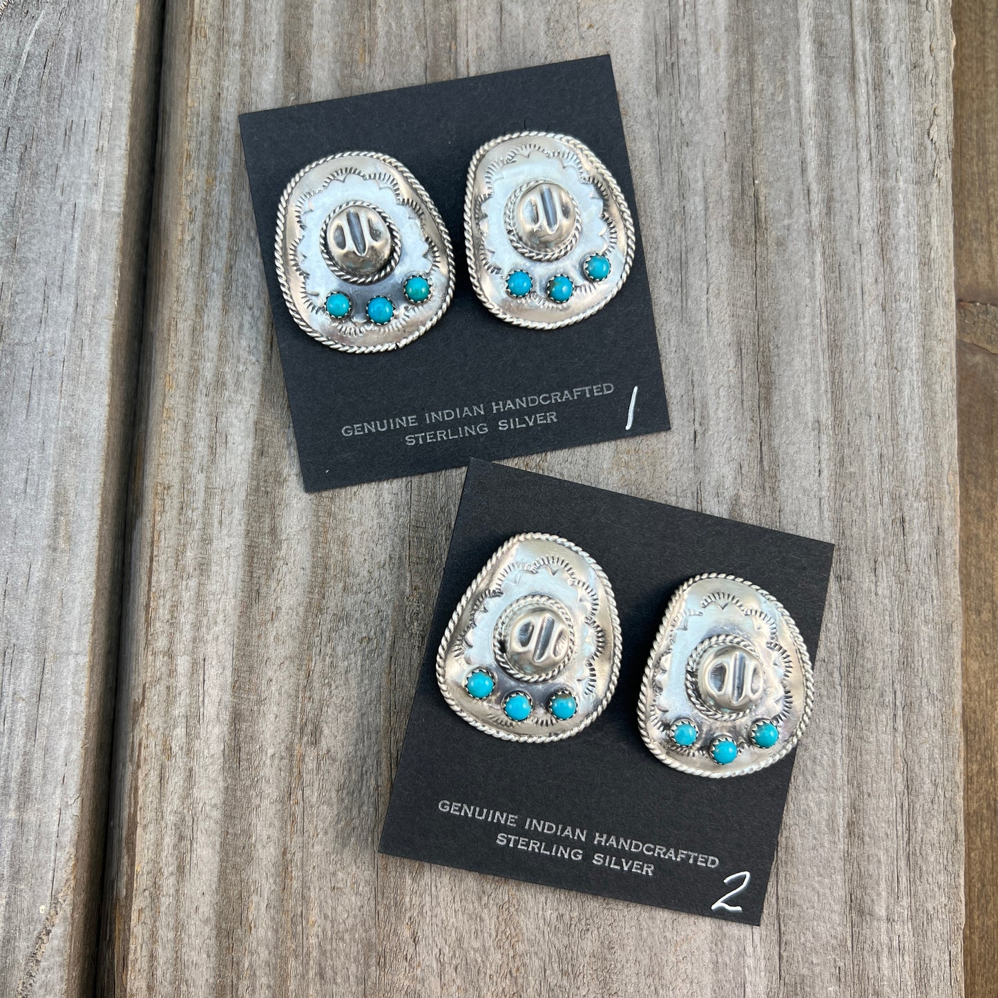 Cowboy hat earrings Turquoise sterling silver Navajo handmade Bobby Platero