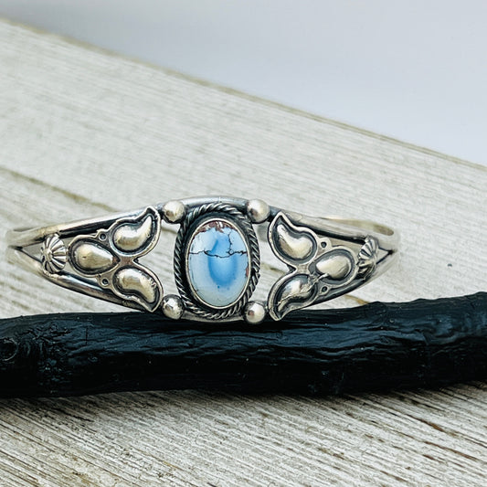 6 3/4" Golden Hills Turquoise Sterling Silver Davey Morgan Navajo handmade BR37