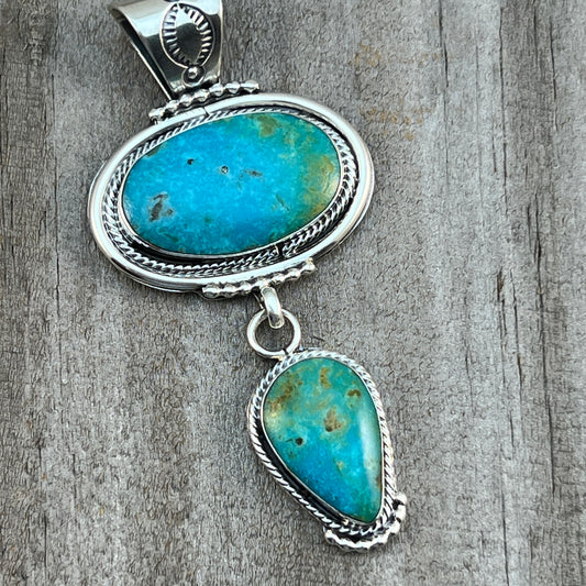Turquoise Pendant Sterling silver Navajo Handmade Mike Smith 527