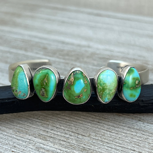 6 1/4" Sonoran Gold Turquoise Cuff Bracelet Sterling silver Navajo Tom Lewis boho